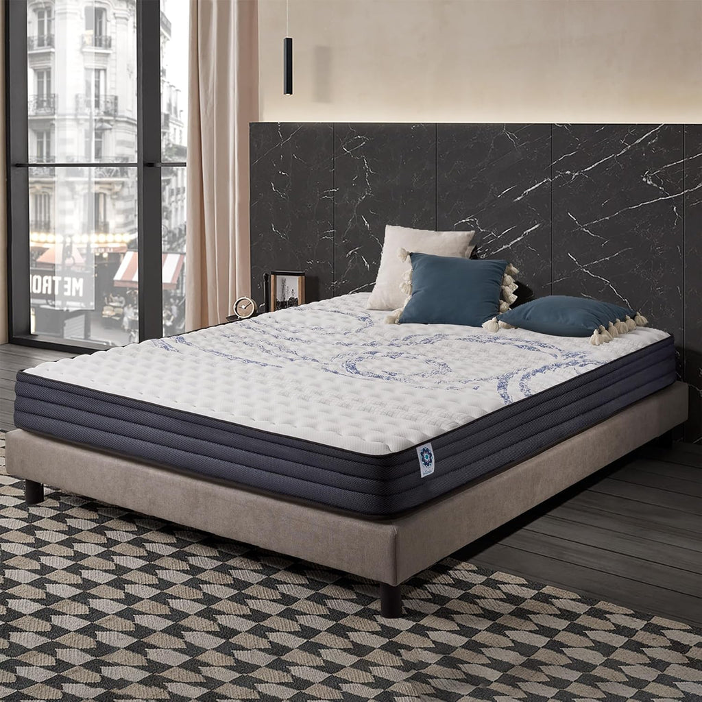 NATURALEX - Matelas PerfectSleep 180x200 - Épais 30 cm - Soutien Mousse à mémoire de Forme - Accueil Blue Latex - Confort Ferme - Respirant - 7 Zones - Réversible - Haute Densité - Fabriqué en Europe
