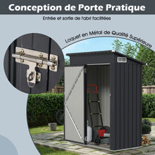 Load image into Gallery viewer, Abri de Rangement Toutes Saisons Abri à Outils Utilitaire avec Toit en Pente Porte Ouvrante Aérations Cadre en Métal Galvanisé Gris