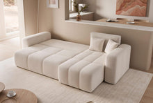 Load image into Gallery viewer, GREKPOL Canapé d'angle Convertible 145x248 à Gauche ou à Droite - Canapé 3 Places Convertible Beige avec Espace de Rangement