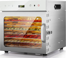Load image into Gallery viewer, Kwasyo Food Dehydrator Stainless Steel 8 Trays Temperature Regulator 30-90°C 24H Timer Function BPA Free Dehydrator for Fruit, Meat, Vegetables