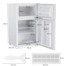 Load image into Gallery viewer, Réfrigérateur Compact Mini-réfrigérateur 90 L Congélateur Séparé avec Design à 2 Portes Lumière LED Grand Angle Blanc