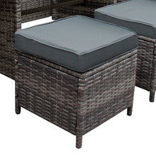 Load image into Gallery viewer, Salon de Jardin 9 personnes &amp; Coffre de Rangement en Rotin – Gris Jardi
