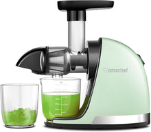 Load image into Gallery viewer, AMZCHEF Extracteur Jus - Extracteur de Jus de Fruits et Légumes - Presses-agrumes à Froid sans BPA avec 2 Tasses et Brosse - Fonction de Mastication Inversée pour Éviter les Blocages - Argent