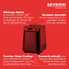 Load image into Gallery viewer, SEVERIN 2-in-1 Ice Cream Maker Compact 135 W, Electric Ice Cream Maker and Yogurt Maker with 1.2 L Capacity, Ice Maker with Recipe Book, Black, EZ 7407