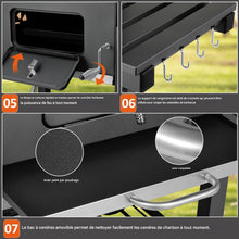 Load image into Gallery viewer, Barbecue Charbon de Bois XL, Chariot à Barbecue, Grill XL à Charbon avec Couvercle, Roues et Thermomètre, Réglable en Hauteur, Grand Barbecue au Charbon de Bois, pour Camping et Jardin, Noir