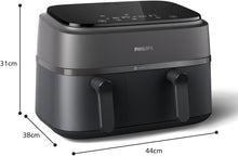 Load image into Gallery viewer, Philips Air Fryer 3000 Series Double Basket - Healthy, Fast and Versatile Cooking, 9 Litre Capacity, Touch Screen, Two Drawer Design (NA350/00)
