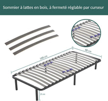 Load image into Gallery viewer, SAMPUR - Essential bed base 140 x 200 cm | Durable and comfortable | Feet included | Adjustable slats | Epoxy lacquered metal frame | Quick and easy assembly