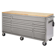 Load image into Gallery viewer, 72 po. 18-Tiroir 24 po. D Mobile Workbench avec acier inoxydable en bois massif