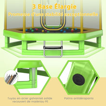 Load image into Gallery viewer, Trampoline Extérieur Ø 223cm avec Toboggan&amp;Echelle avec Filet de Sécurité 2 Portes en U Charge 270kg pour 2-3 Enfants de 3 Ans+ Bleu/Vert