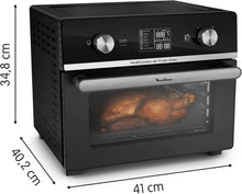 Load image into Gallery viewer, Moulinex Four électrique 39 L, 7 modes de cuisson, Chaleur tournante, Thermostat réglable jusqu’à 240° C, Tournebroche, Minuteur 120 min, Grille réversible, Optimo noir OX485810