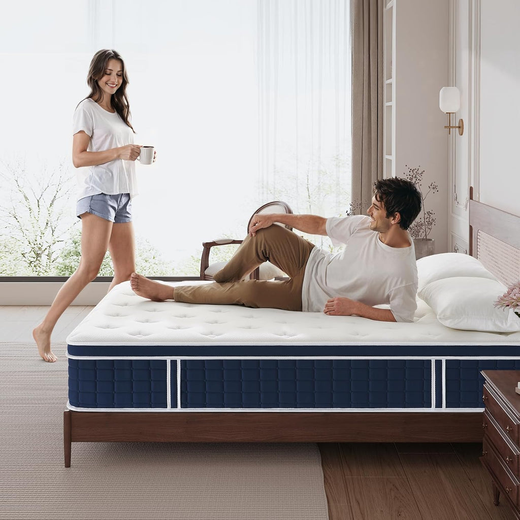 Inofia Ace Hybrid Firm Mattress 140 x 200 cm H4 Firm Mattress with Breathable Memory Foam and Independent Bagged Springs, 7 Ergonomic Zones, Extra Comfort for Adults and Children