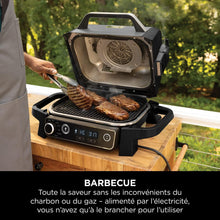 Load image into Gallery viewer, Ninja Woodfire Barbecue électrique et fumoir Pro XL avec thermomètre, barbecue et Air fryer d'extérieur 4-en-1 avec système Smart Cook et granulés Woodfire, portatif, gris/noir, OG850EU