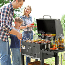 Load image into Gallery viewer, Barbecue Charbon de Bois XL, Chariot à Barbecue, Grill XL à Charbon avec Couvercle, Roues et Thermomètre, Réglable en Hauteur, Grand Barbecue au Charbon de Bois, pour Camping et Jardin, Noir