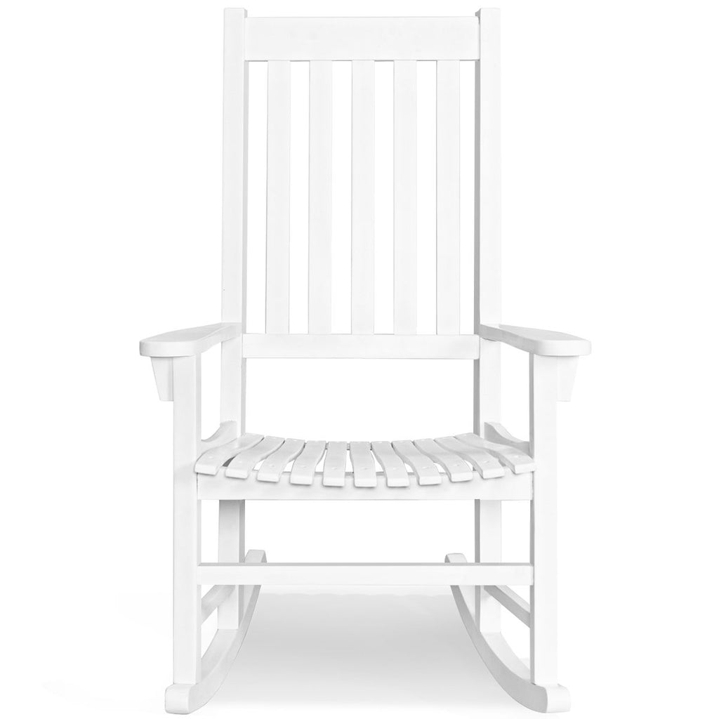Fauteuil  Bascule en Bois d'Acacia Chaise Berante pour Jardin Pelouse Balcon Blanc -