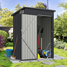 Load image into Gallery viewer, Abri de Rangement Toutes Saisons Abri à Outils Utilitaire avec Toit en Pente Porte Ouvrante Aérations Cadre en Métal Galvanisé Gris