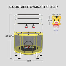 Load image into Gallery viewer, Trampoline pour Enfants, Trampoline réglable pour bébé avec Panier de Basket-Ball, Trampoline intérieur et extérieur de 200 kg avec enclos