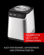 Load image into Gallery viewer, Unold Uno 48825 Sorbetière – Compresseur auto-refroidissant, entièrement automatique, 135 W, refroidissement à -35 °C, écran LCD, récipient en acier inoxydable, minuterie, compresseur