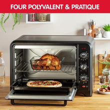 Load image into Gallery viewer, Moulinex Four électrique 39 L, 7 modes de cuisson, Chaleur tournante, Thermostat réglable jusqu’à 240° C, Tournebroche, Minuteur 120 min, Grille réversible, Optimo noir OX485810