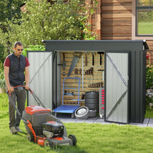 Load image into Gallery viewer, Abri de Jardin Extérieur Abri à Outils de Jardin avec 2 Portes Design Incliné Aérations Cadre en Métal Galvanisé 235x117x185cm Gris Foncé