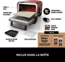Load image into Gallery viewer, Ninja Woodfire Four à pizza extérieur électrique 8-en-1, rotissoire &amp; fumoir barbecue avec grille, plaque pro-heat, pierre à pizza, granulés de bois et pelle, 6 réglages, orange foncé OO101EU