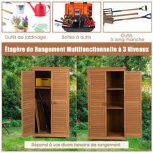 Load image into Gallery viewer, Abri de Jardin En Bois 160 Cm Toit en Asphalte 2 Portes Verrouillables avec Loquet Armoire Cabane en Sapin Pré-Huilé Imperméable 3 Étagères Amovibles Naturel