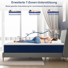 Load image into Gallery viewer, Matoresu Double Mattress 160 x 190 cm Memory Foam Height 25 cm Medium Rigid H3 Ergonomic 7 Zone Cold Foam Comfortable Breathable Fabric Cover