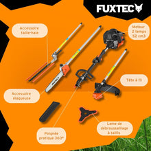 Load image into Gallery viewer, Fuxtec Débroussailleuse Thermique Multifonction 5 en 1 Multitool FX-MT152E - Easy Starter 3CV 52 cm³, Moteur 2 Temps, Élagueuse Taille Haie Coupe Bordure Avec Fil ou Lame 1 Mètre Rallonge