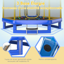 Load image into Gallery viewer, Trampoline Extérieur Ø 223cm avec Toboggan&amp;Echelle avec Filet de Sécurité 2 Portes en U Charge 270kg pour 2-3 Enfants de 3 Ans+ Bleu/Vert
