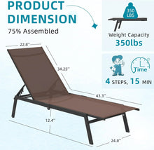 Load image into Gallery viewer, AECOJOY Patio Lounge Chairs, Outdoor Chaise Lounge with Wheels, Brown, 2PCS