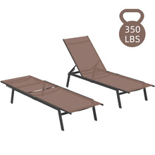 Load image into Gallery viewer, AECOJOY Patio Lounge Chairs, Outdoor Chaise Lounge with Wheels, Brown, 2PCS